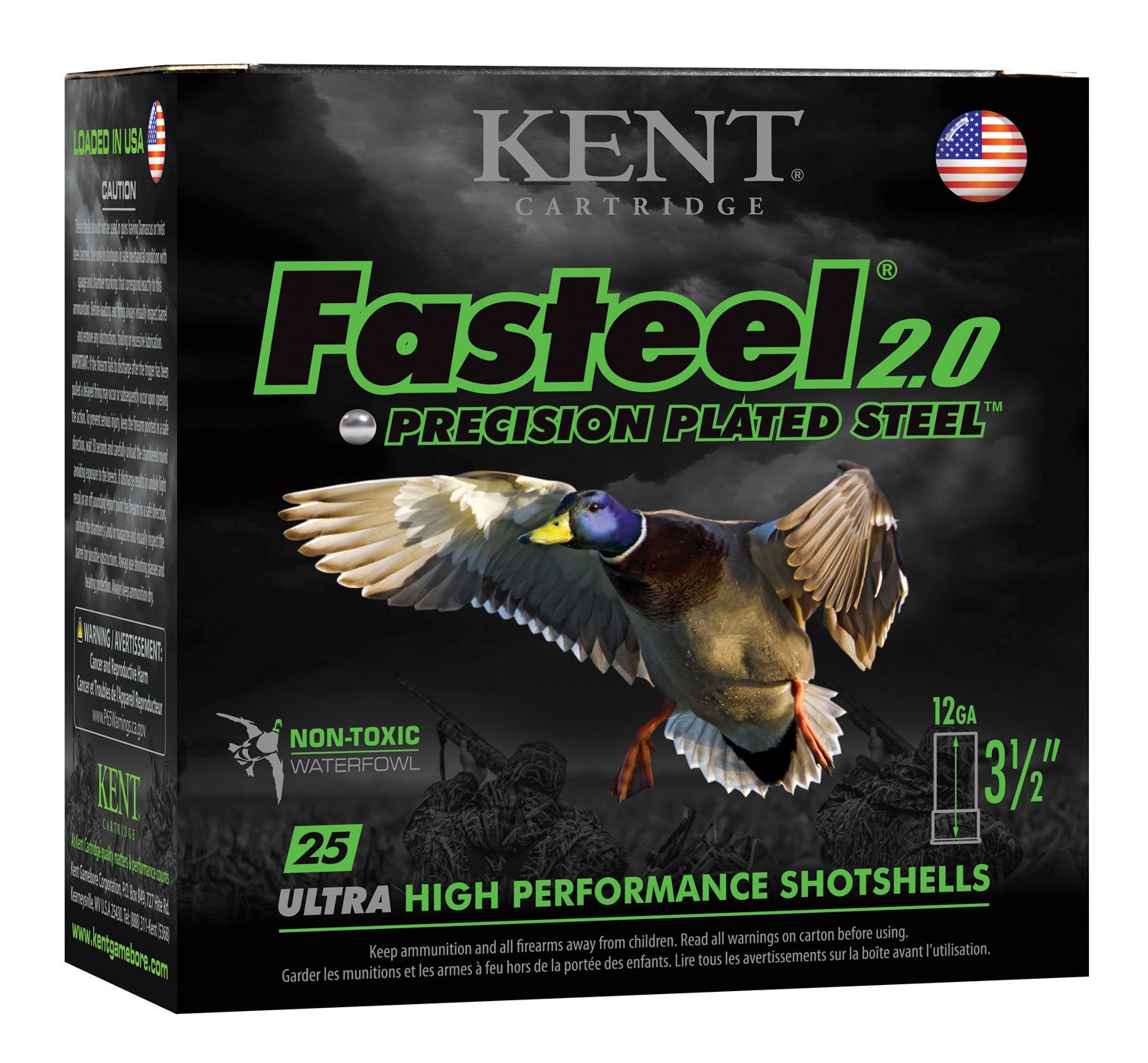 Kent Cartridge Fasteel 2.0 12 Gauge 3.5 in 1 3/8 oz BB 1550 fps 25 Rounds - Kent Cartridge - 12 Gauge