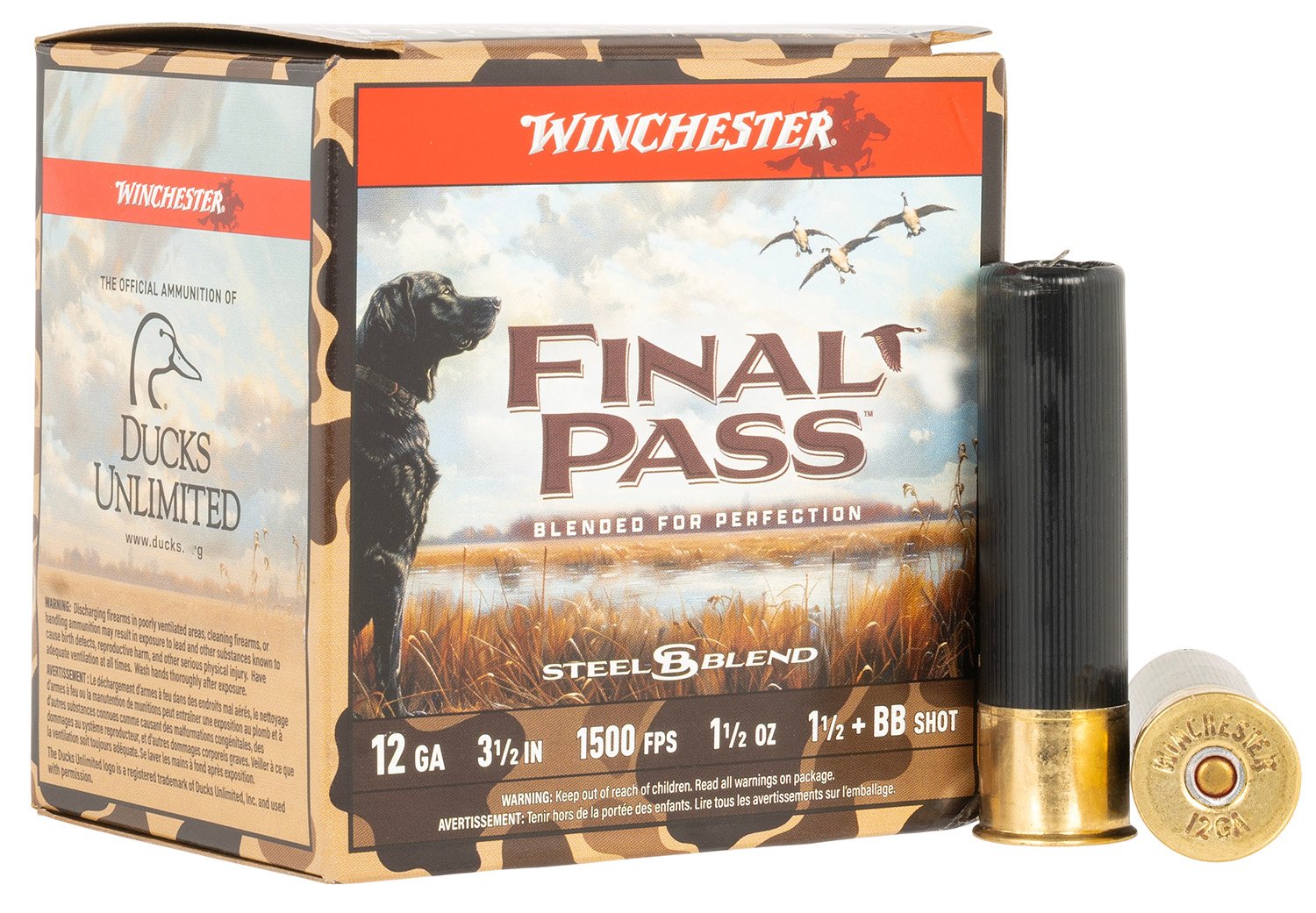 Winchester Final Pass Shotshells 12ga 3-1/2 1-1/2oz 1500 fps #1.5 & #BB Shot 25/ct - Winchester - 12 GAUGE
