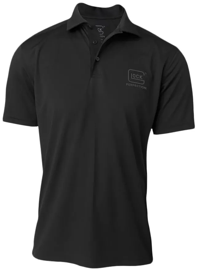 Glock AP96213 Perfection Polo Black Large Polyester Mesh Short Sleeve - Glock