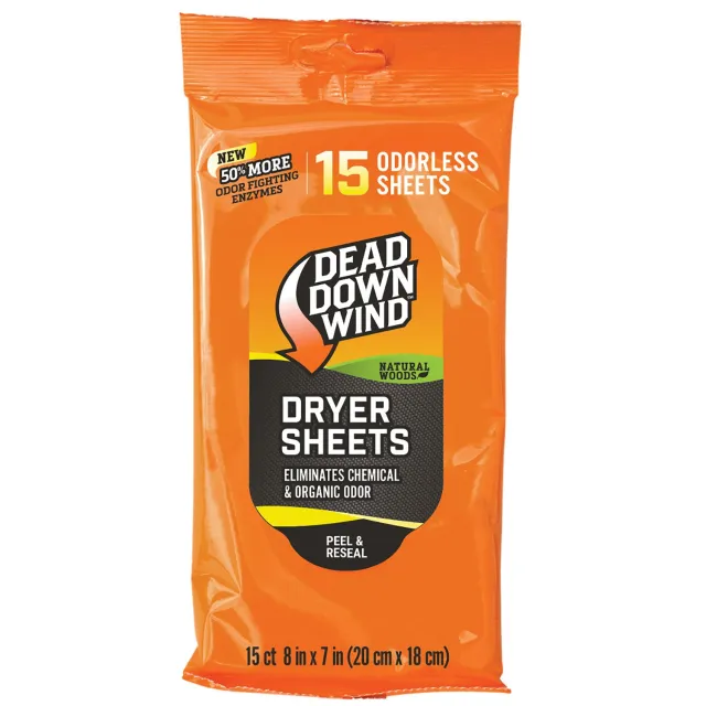 Dead Down Wind 11913 Dryer Sheets Cover Scent Natural Woods Sheet 15 Per - Daniel Defense