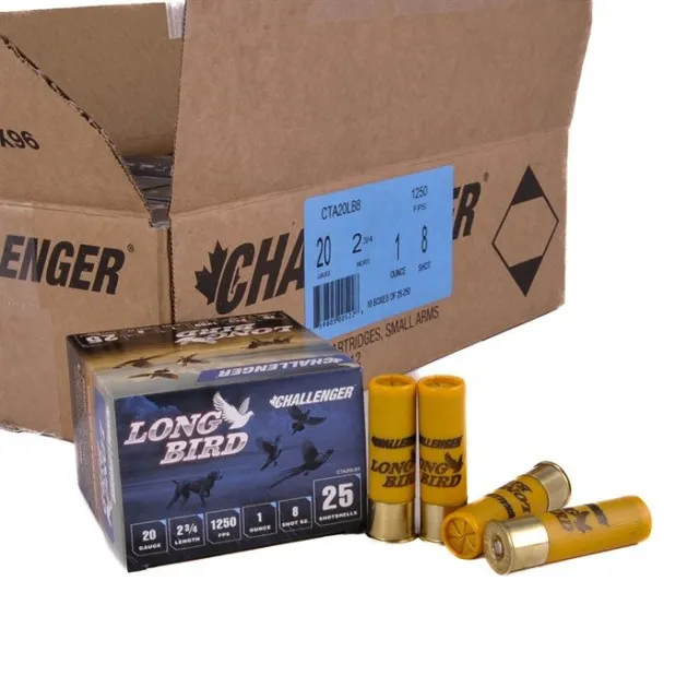 Challenger Long Bird CTA20LB8 20 Gauge 2-3/4 In #8 Shot 250/Case
