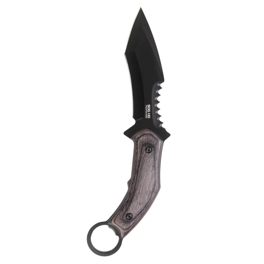 SOG Knives Phantom Edge Fixed Knife 4-3/4 Tanto Blade Black - SOG