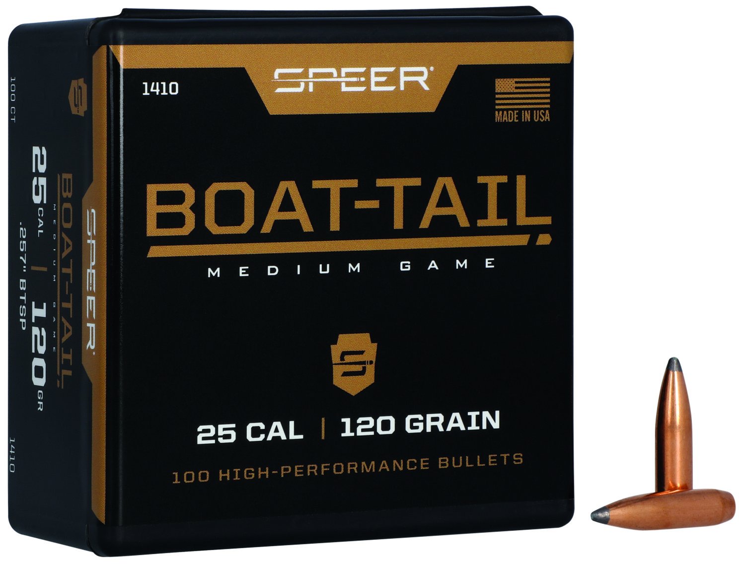 Speer 1410 Boat-Tail .25 Caliber 120gr JSP Bullets 100ct - Speer - 25 Caliber