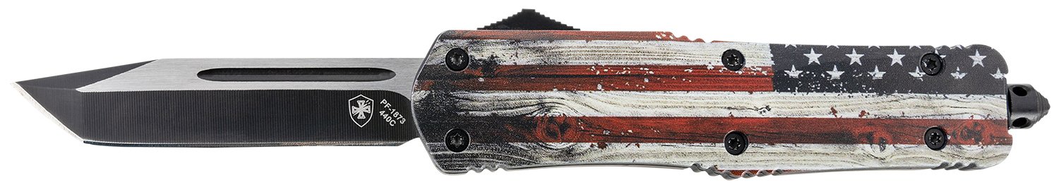 Templar LWUS231 Wood US Flag Gen II 3.5" OTF Tanto Black 440C Blade - TEMP