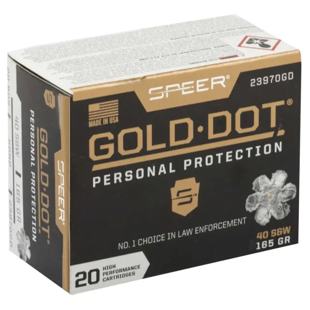 Buy Speer 23970GD Gold Dot 40 S&W 165gr Hollow Point 20 Rounds online