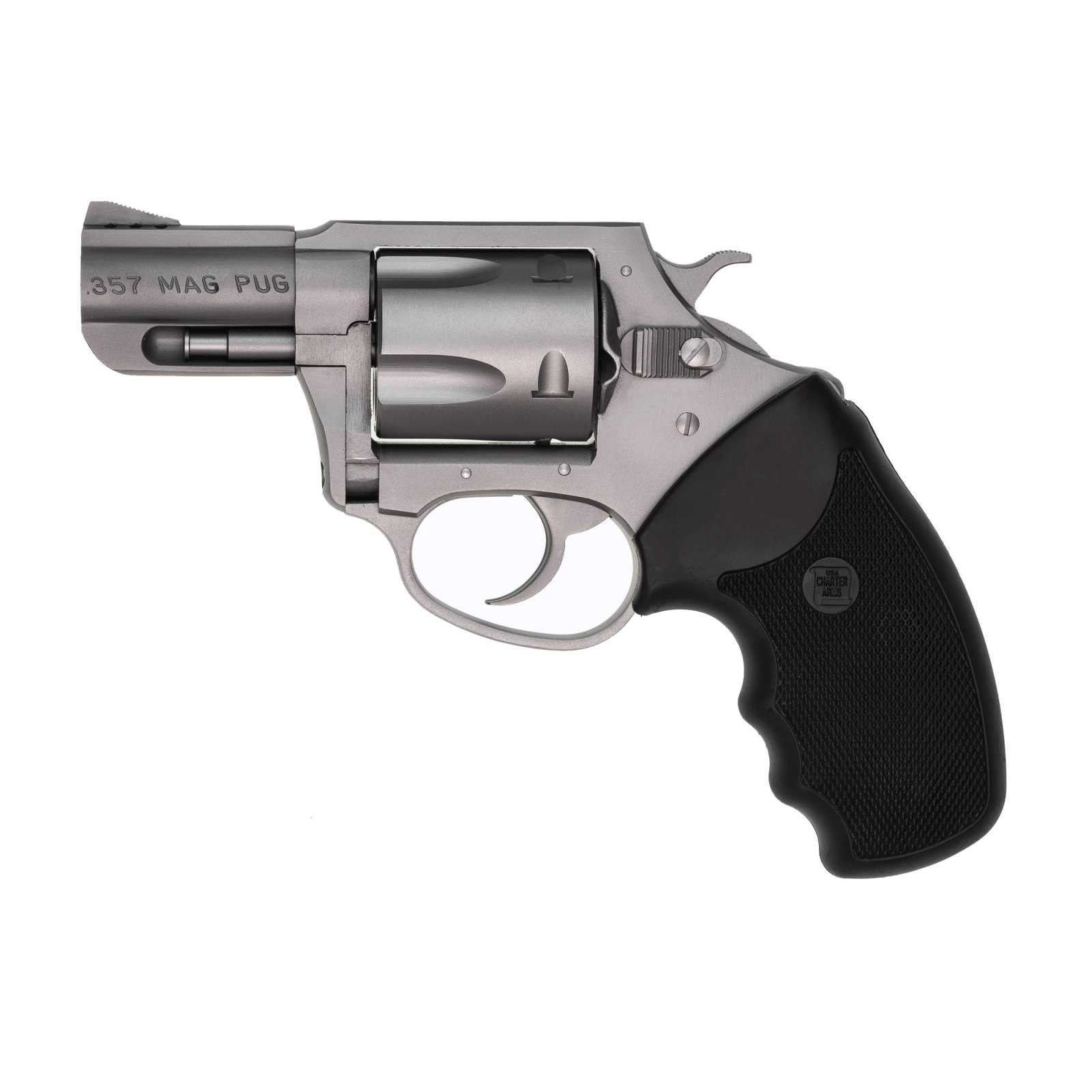Charter Arms 73520 Mag Pug 357 Mag 5rd 2.20" Ported Barrel, Matte Stainless Steel Cylinder & Frame, Standard Hammer, Finger Grooved Black Rubber Grip - CHARTER ARMS - 357 Magnum | 38 Special