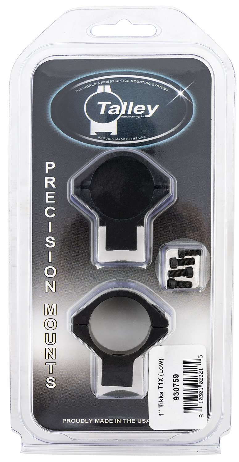 Talley 930759 Tikka T1 Scope Mount-Ring Combo Black Anodized 1" Low 0 MOA