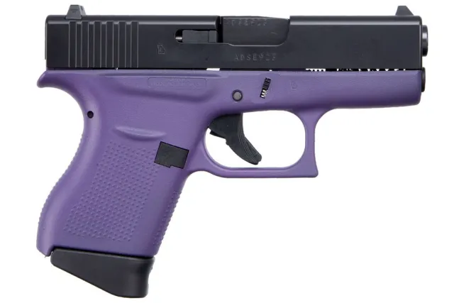 Glock ACG-00856 Pistol 43 9mm 6+1 Purple/Black Cerakote 3.41" Barrel - Glock - 9X19 for sale at Iron and Lace