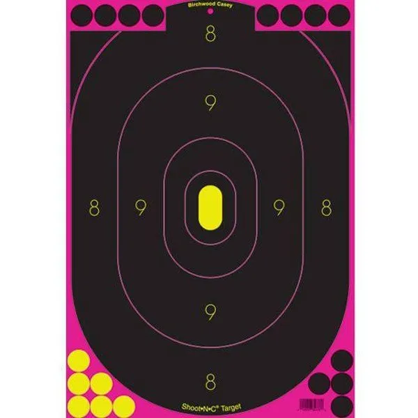 Birchwood Casey Shoot-N-C Silhouette Targets 12"x18" Pink Splatter 100 Pack - Birchwood Casey