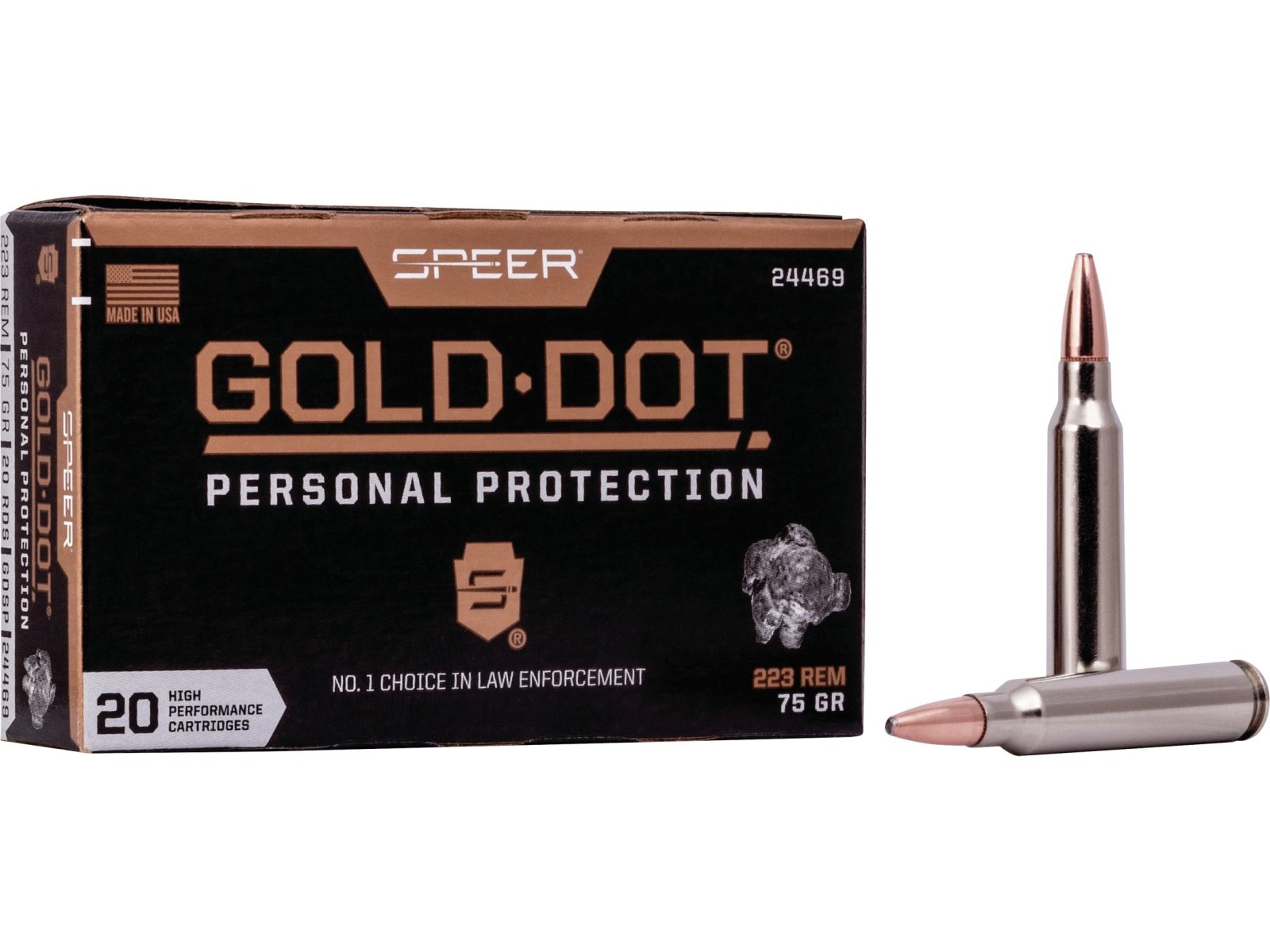 Speer 24469 Gold Dot 223 Rem 75gr Soft Point 20/Box Rifle Ammo - Federal Premium Ammunition - 223 Rem