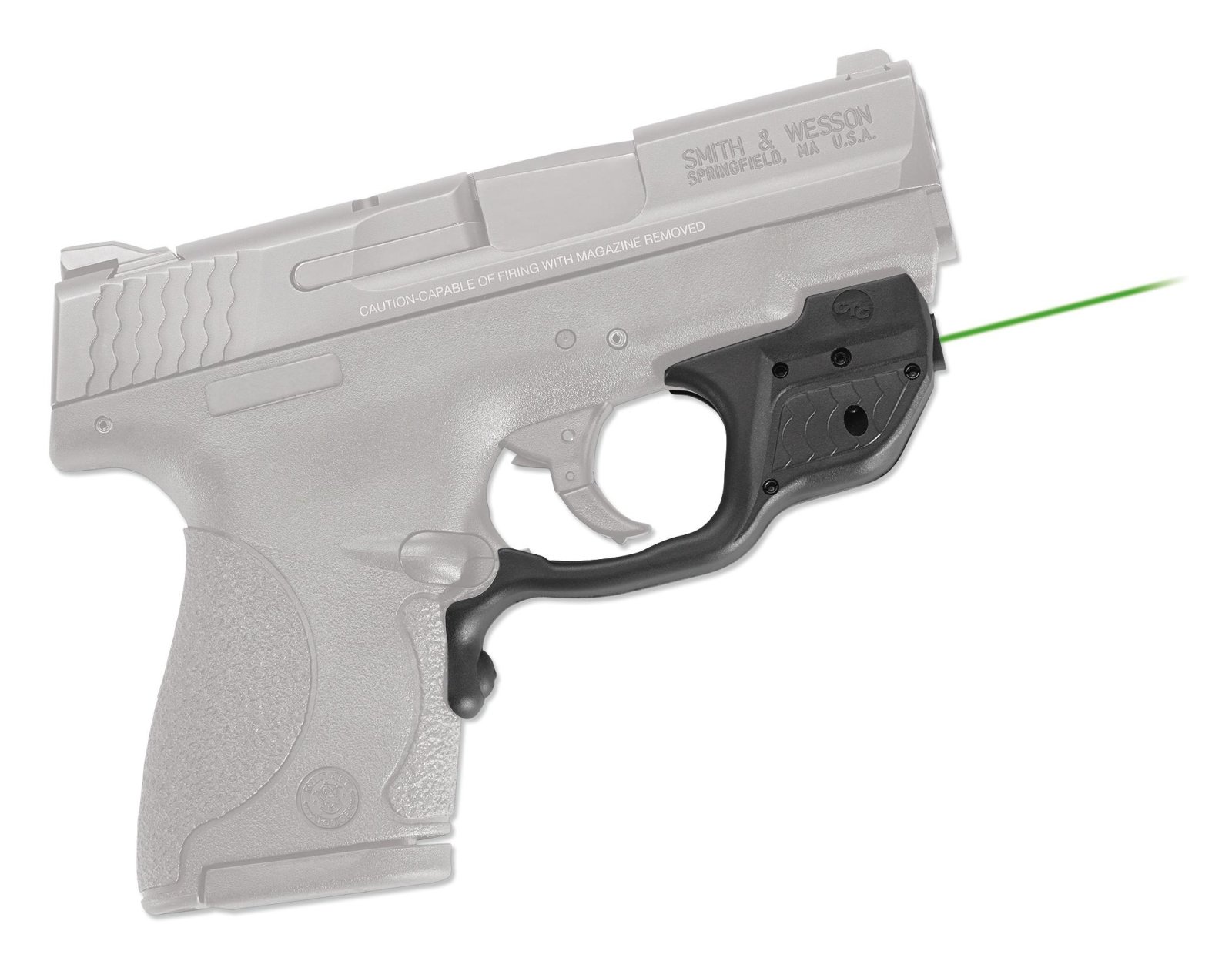 Crimson Trace LG489G Laserguard 5mW Green Laser 532nM Wavelength 50 ft Range Black Finish 9mm Luger 40 S&W M&P Shield M2.0 - Crimson Trace - 0.50" AT 50 FT