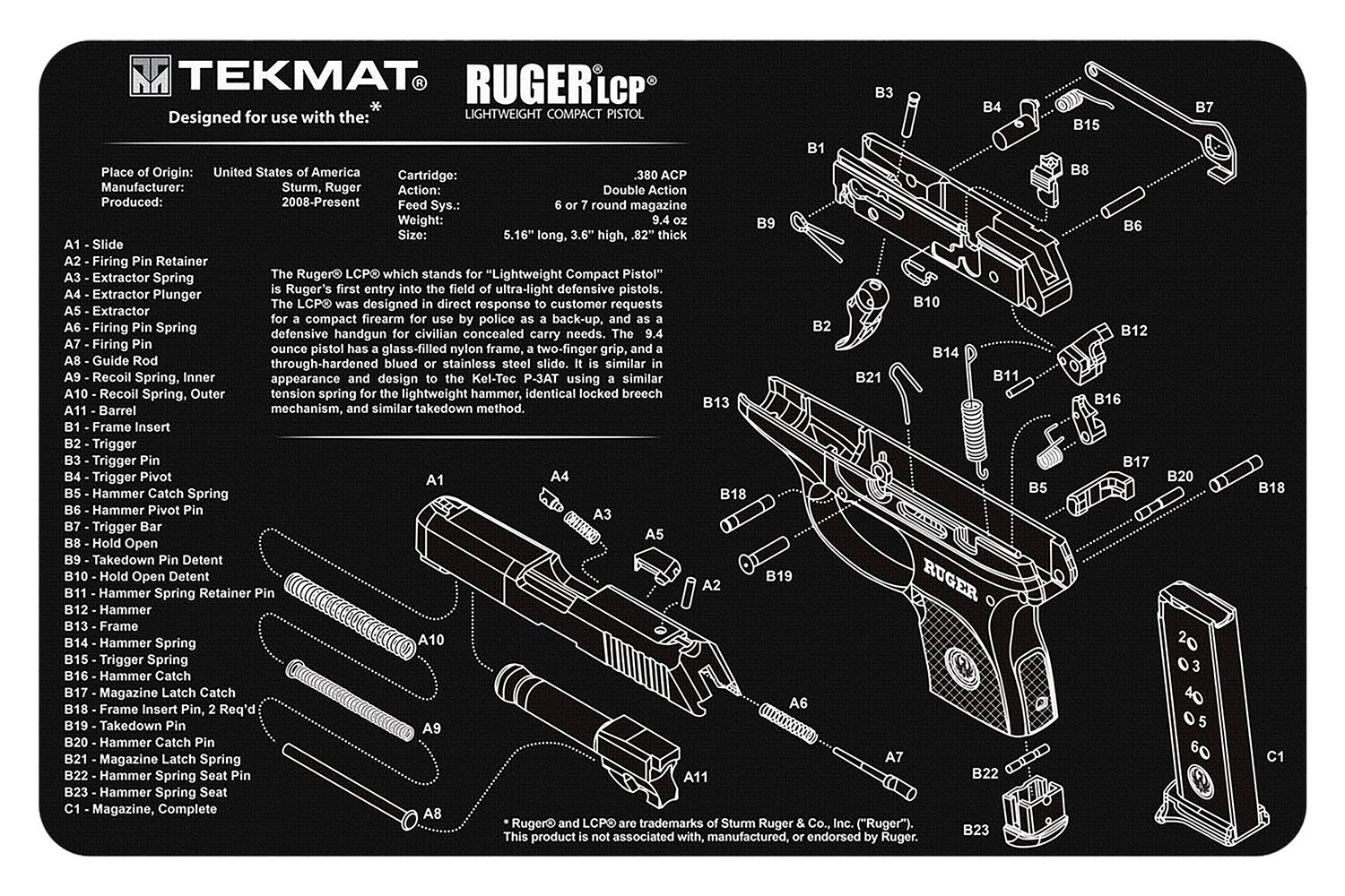 Buy TekMat Gun Cleaning Mat 11x17 Ruger LCP online