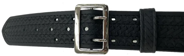 2.25'' 4 Row Stitching Sam Browne Leather Belt w/ Chrome Buckle