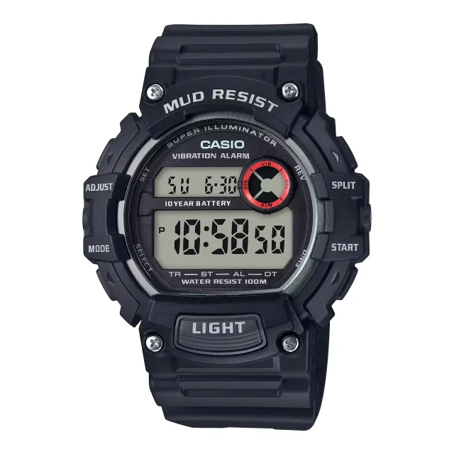 Casio Mud-Resistant Digital Watch Vibration Alarm 10-Year Battery