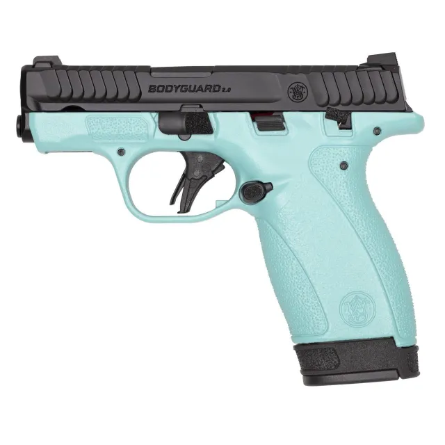 Smith & Wesson M&P Bodyguard 2.0 Handgun .380 Auto 10rd (1) & 12rd (1) Magazines 2.75 Barrel Robin's Egg Blue Grip Thumb Safety