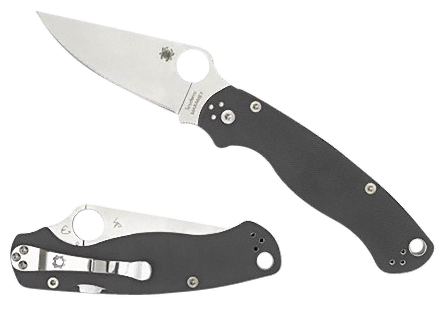 Spyderco C81GPDGY2 Para Military 2 3.47” Folding Plain Satin Maxamet... - Spyderco