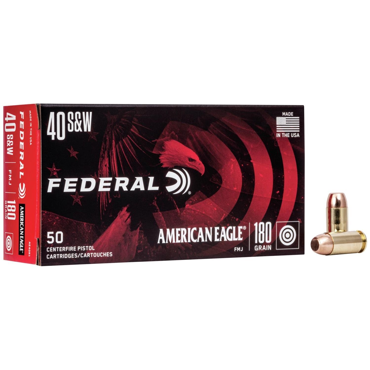 Federal AE40R1 40 S&W 180 Grain Full Metal Jacket 50 Rounds Per Box - Federal Premium Ammunition - 40 S&W