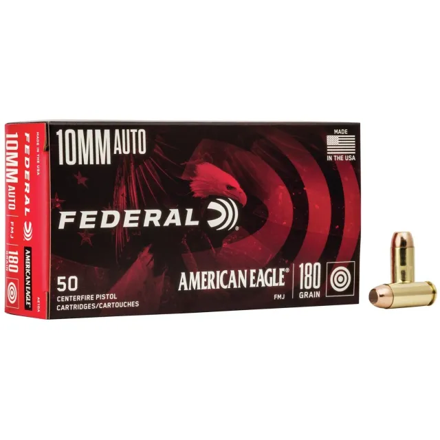 Federal AE10A American Eagle 10mm Auto 180 Grain FMJ 50 Rounds Box - Federal Premium Ammunition - 10mm Auto