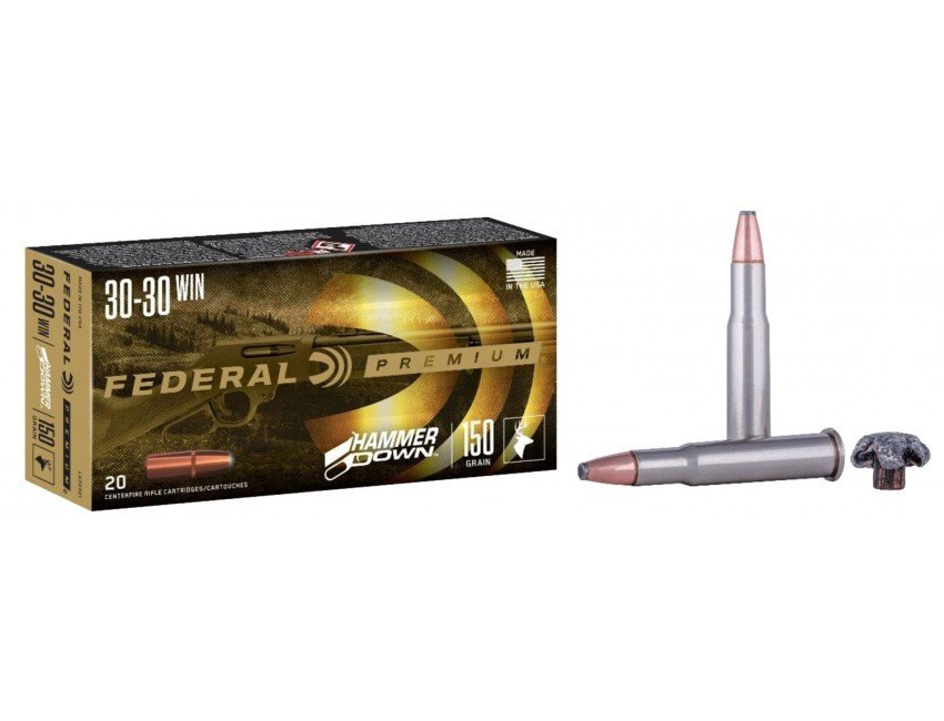 Buy Federal Premium HammerDown 30-30 Win, 150gr Bonded Soft Point, Nickel-Plated Case, 20 Rounds online