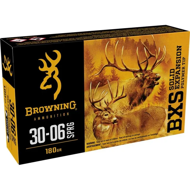 Browning BXS 180 gr .30-06 Spfld Ammo 20/box - Solid Expansion for Big Game - Winchester - 30-06 SPRINGFIEL