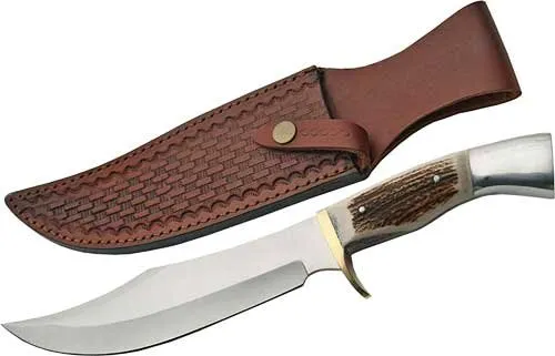 SZCO SS3320 Steel Stag 8" Iron Cougar Deer Antler Handle SS Blade - SZCO Supplies
