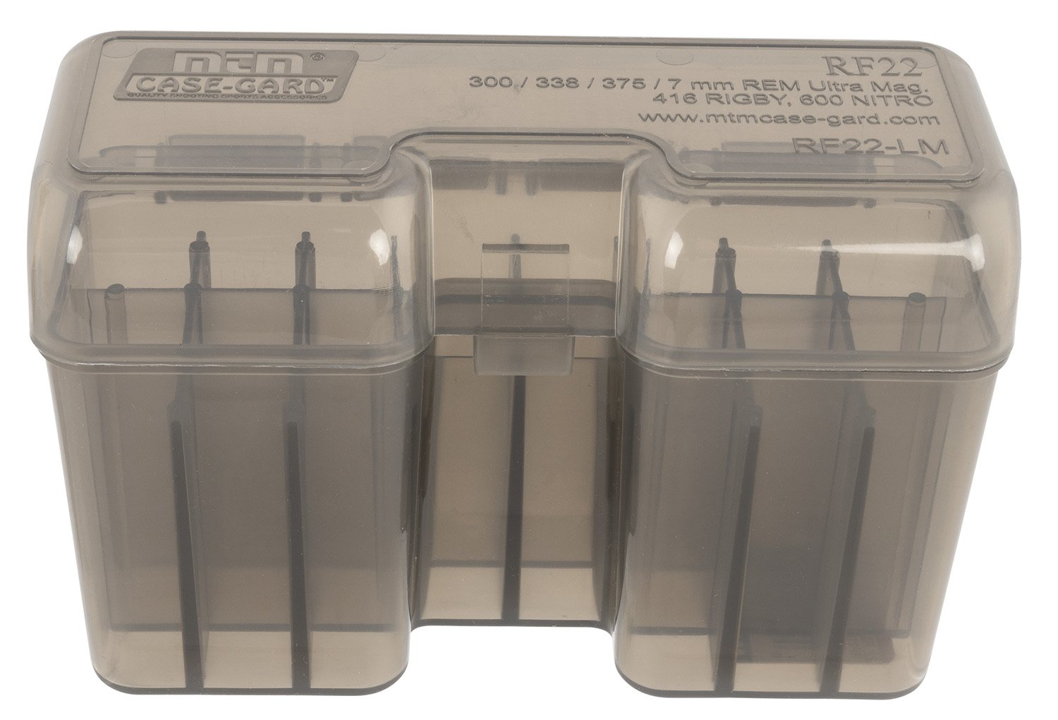 MTM Case-Gard RF22 Series 22 Round Large Magnum Ammo Box - Clear Smoke - MTM Case-Gard - 375 Remington Ul