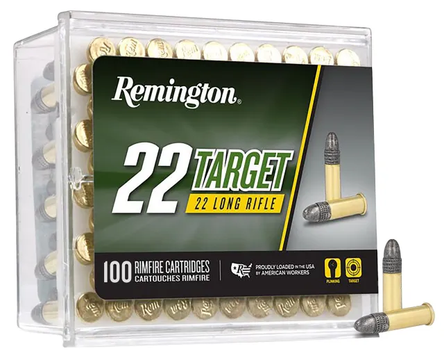 Remington 21022 Rimfire Ammo: 22 LR, 40 Grain LRN, Brass Case, 50 Rounds, 1150 fps Velocity, 117 ft-lbs Energy