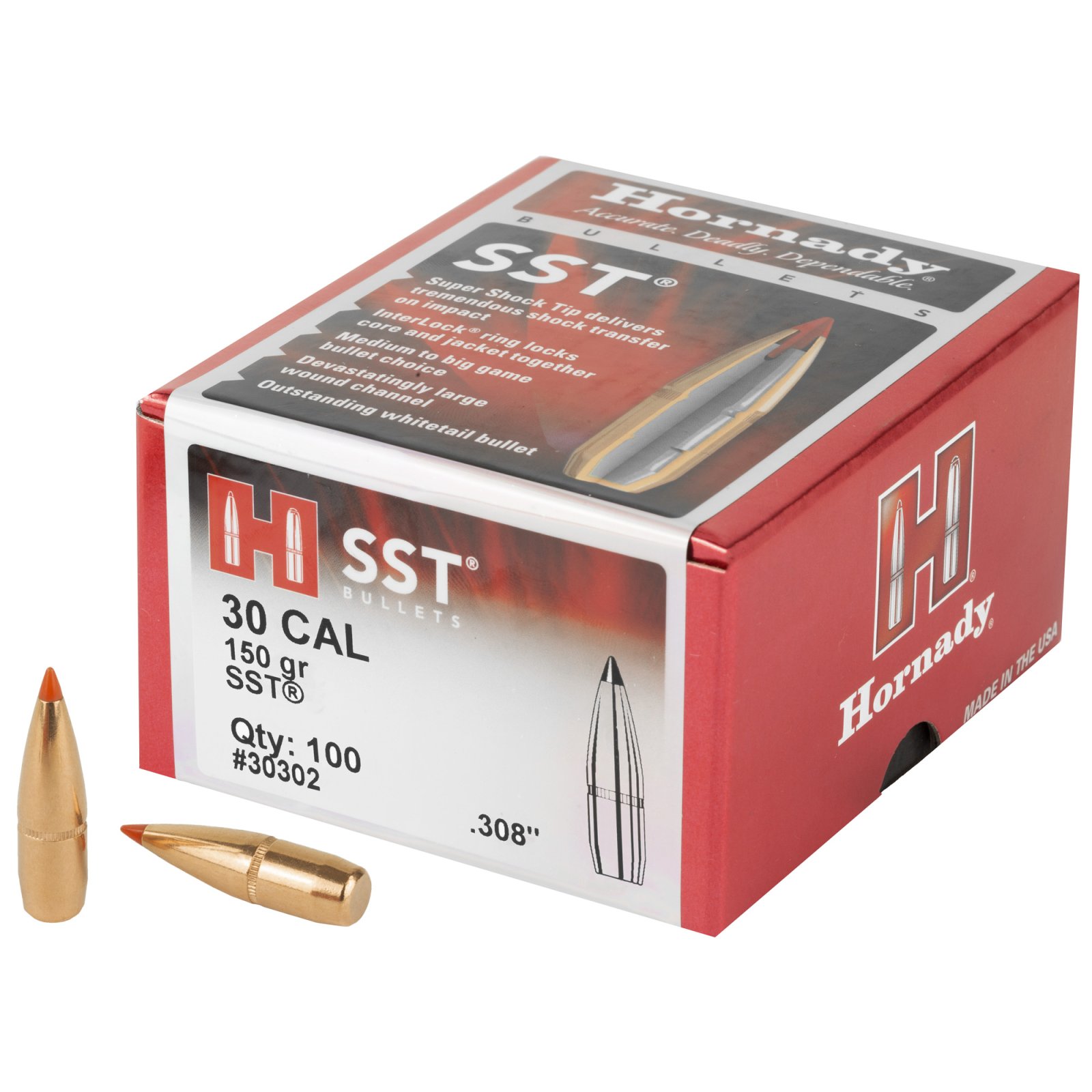 Hornady 30302 SST Hunting 30 Cal .308 150 gr Super Shock Tip (SST) - Hornady Manufacturing Company - 30 Caliber