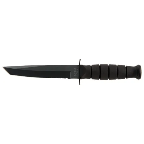 Ka-Bar Short Tanto 5055 Plain Edge Fixed Blade Carbon Steel Black