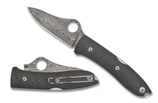 Spyderco C255CFPD SpyOpera 2.90" Damasteel Carbon Fiber Back Lock Knife - Spyderco