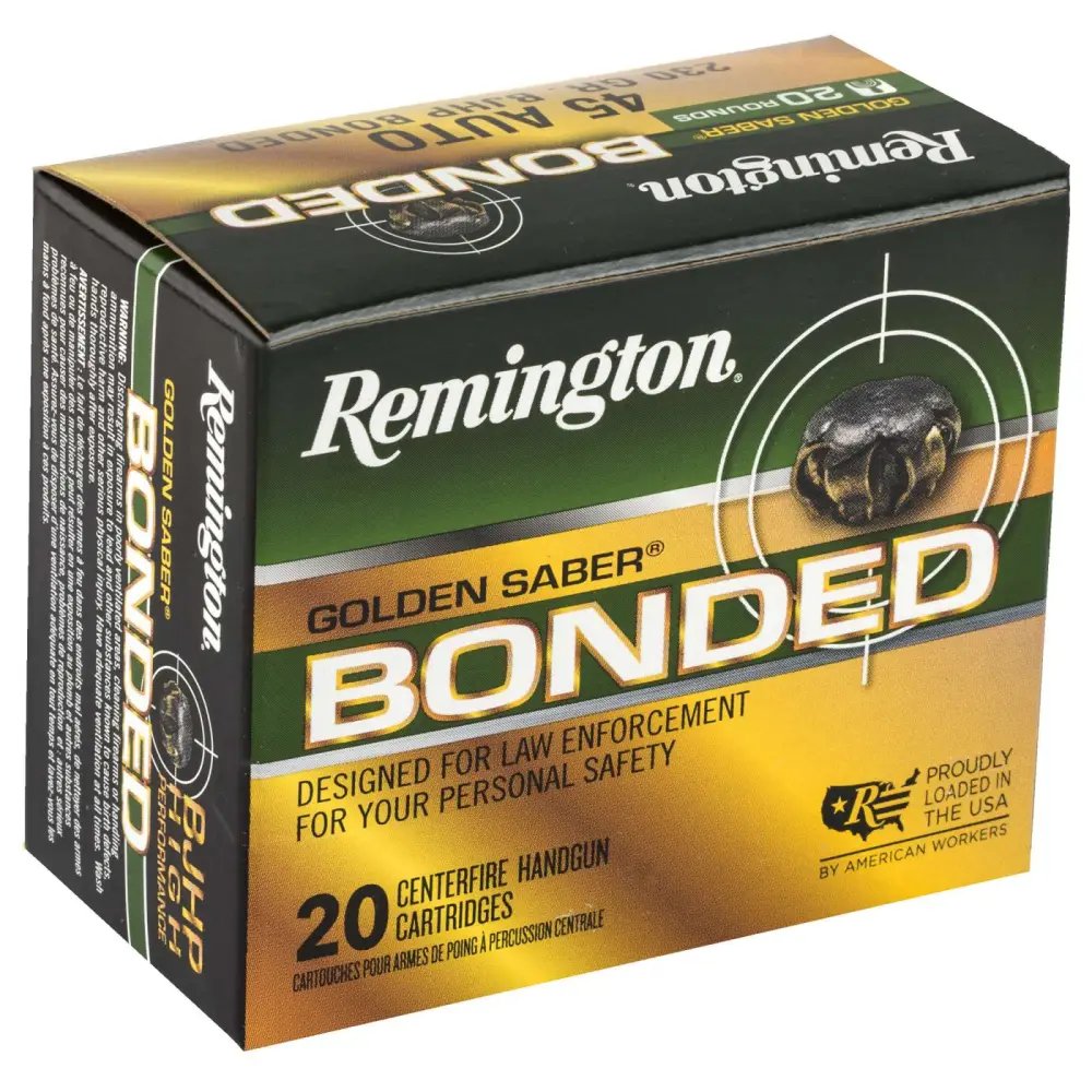Buy Remington Golden Saber 45 ACP 230 Grain BJHP Bonded 20 Rounds online