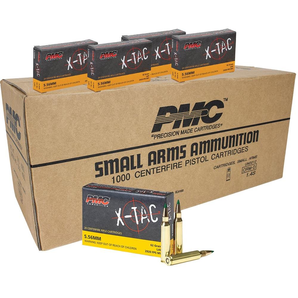PMC X-TAC 5.56 NATO Rifle Ammo, 62 Grain LAP, 1000rd Case - PMC - 5.56 NATO