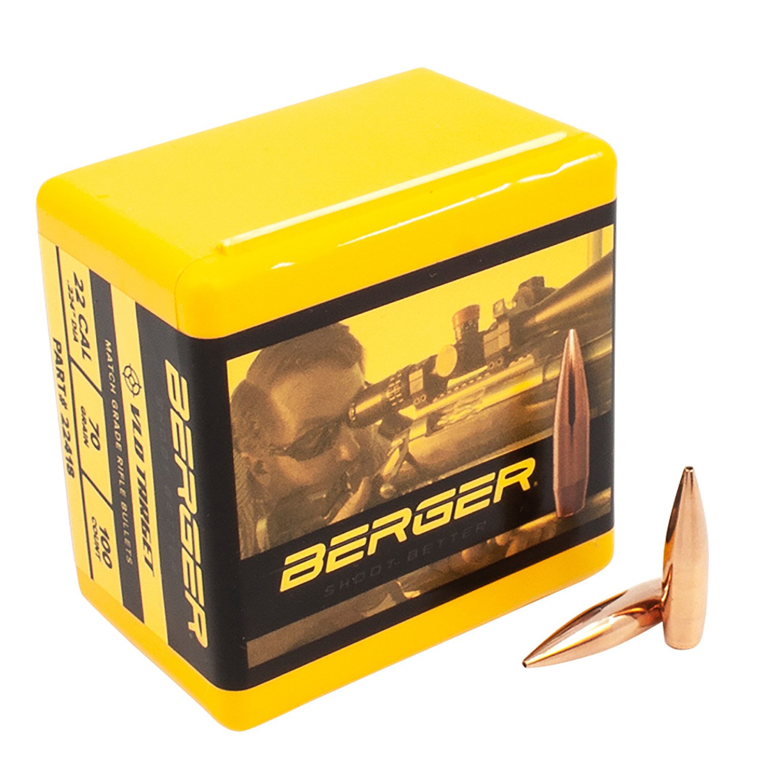Berger 22418 VLD Target 22 Cal 70gr Bullets 100/Box - Berger Bullets - 22 Caliber