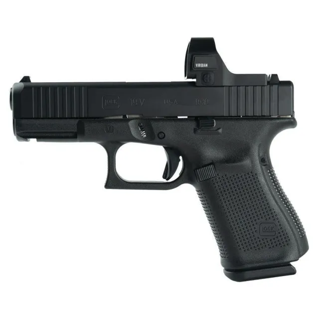 Glock V-Series Model 19 Handgun 9mm Luger 15rd Magazines (3) 4.02 Barrel Black Viridian RFX35 Green Dot US Made - Glock Inc. - 9mm