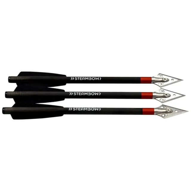 Steambow 640 Light Broadhead Arrows 3pk, Carbon Shaft, 161 Grains - Steambow