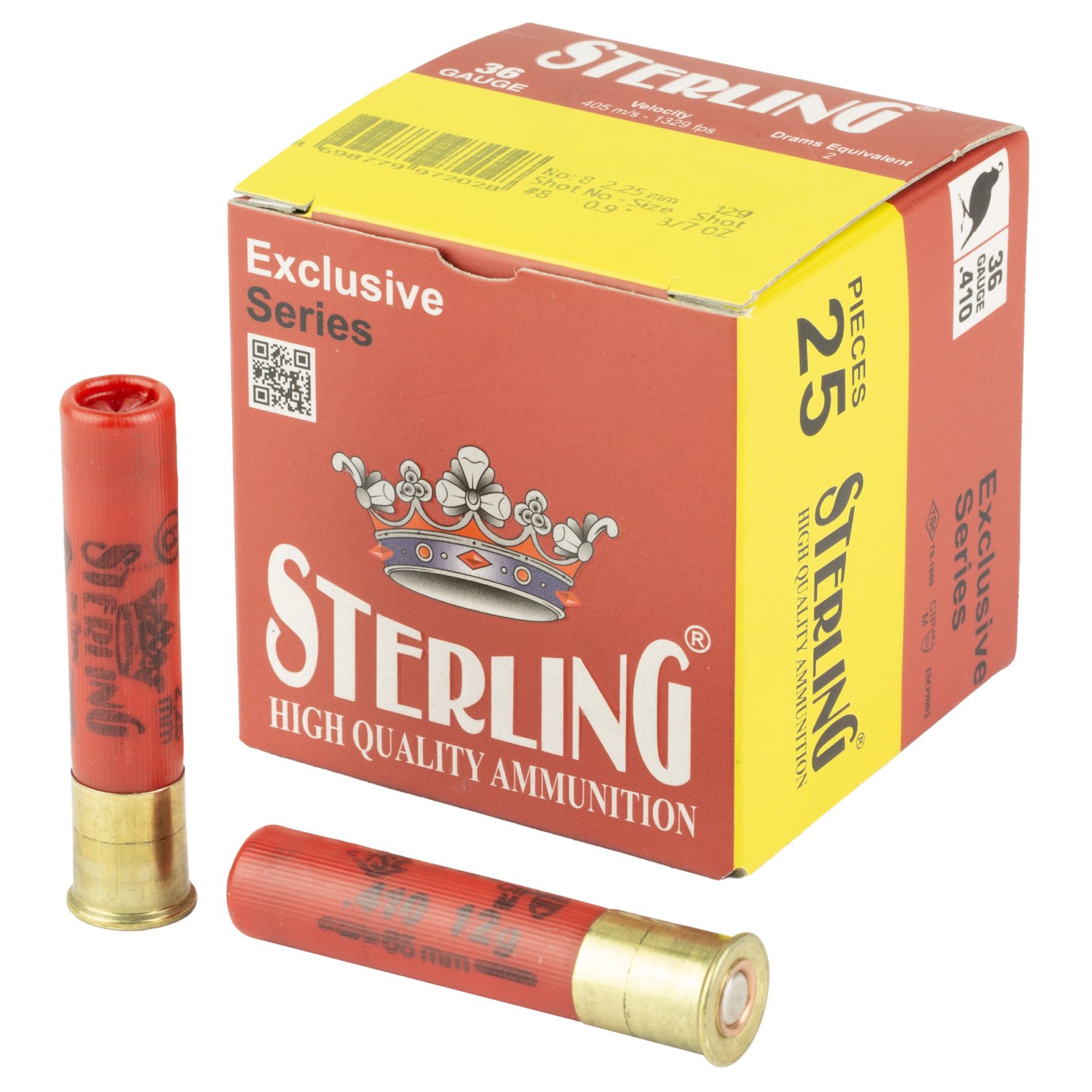 Sterling Exclusive Series .410 Bore 2.5" #8 Shot Shells 25 Round Box - Sterling - .410 BORE