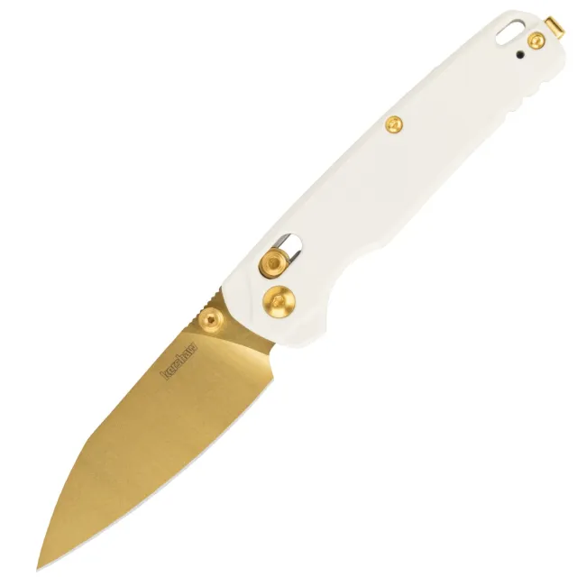 KERSHAW BEL AIR POPE WHITE HANDLE GOLD BLADE Magnacut MGE Exclusive - KERSHAW