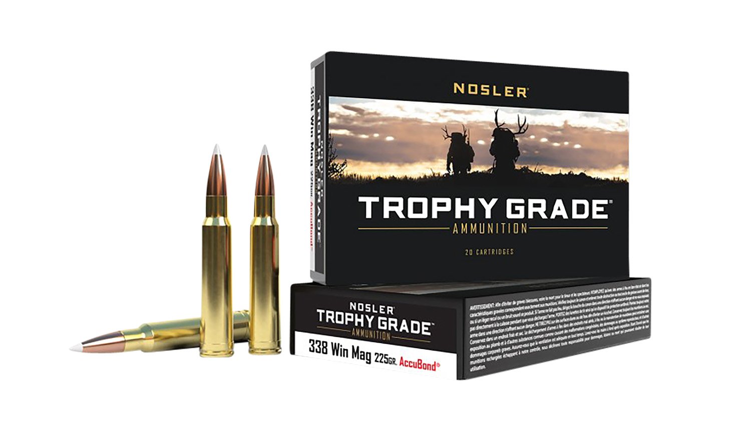 Nosler 60074 Trophy Grade Hunting 338 Win Mag 225 gr AccuBond 20 Per Box/ 10 Cs - Nosler - 338 Win Mag