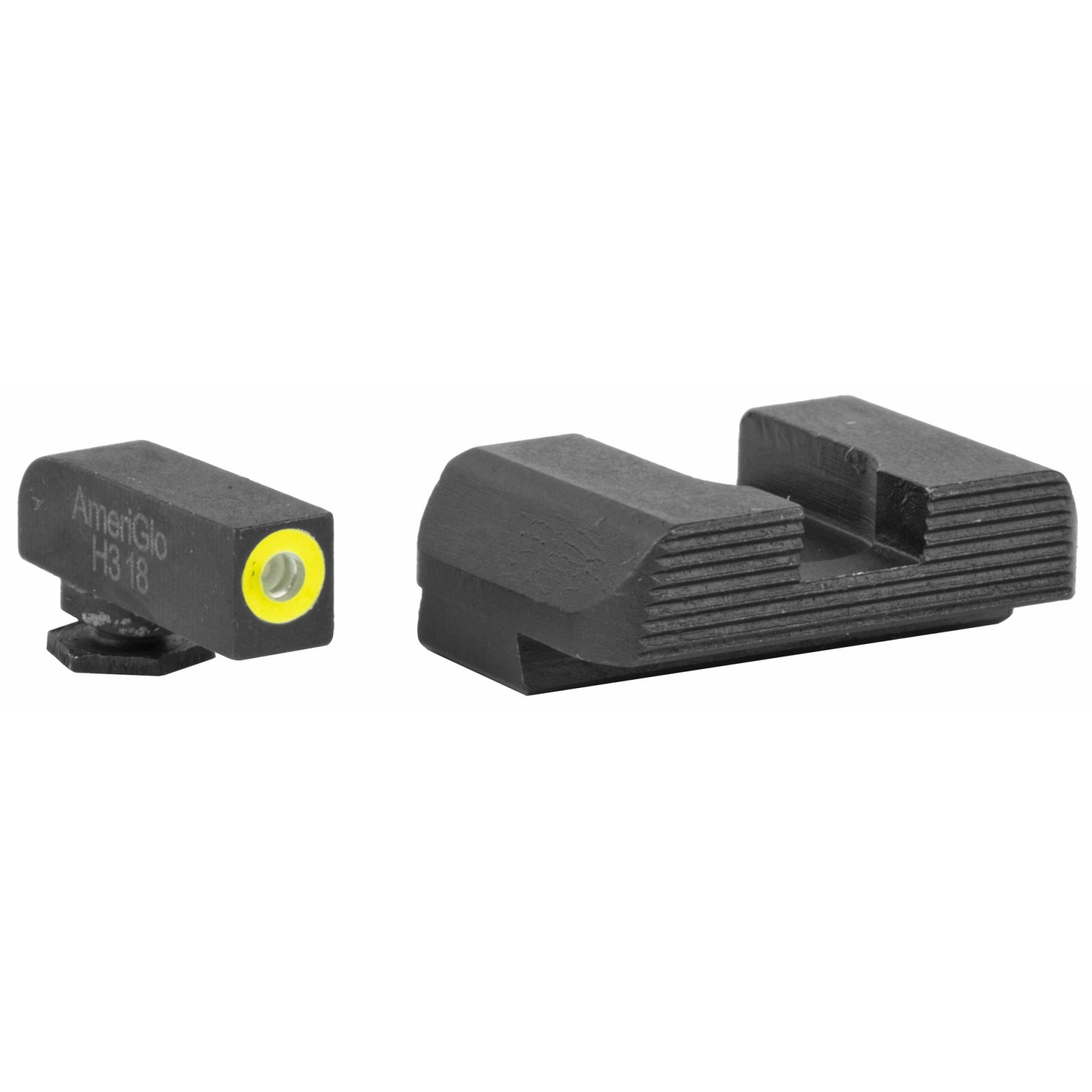 AmeriGlo GL-701 Night Sight, Green Tritium Front, Black Serrated Rear - AmeriGlo