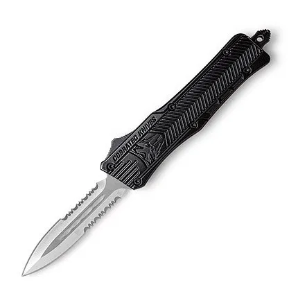 CobraTec SBCTK-1SDAG2SS 2.75" Dagger OTF D2 Steel Black Handle Serrated - CobraTec Knives