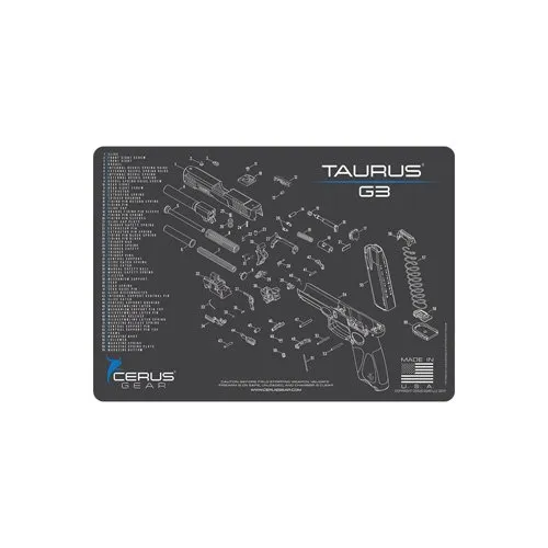 Cerus Gear Taurus G3 Schematic Handgun Mat 12x17 Charcoal Gray Non-Slip