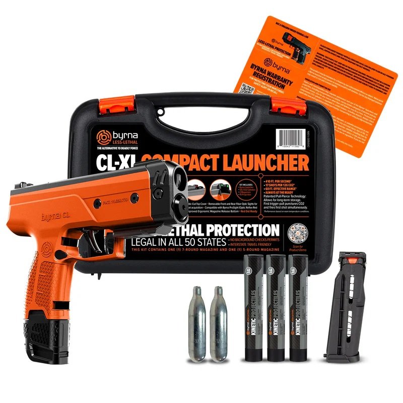 Byrna Technologies CK61600-1-ORN CL Universal Kit .61 Caliber 5 + 1 Orange Incl:(2) 12-Gram CO2 Cartidges Incl: 12g Boost Assembly (3) Kinetic 5 Pk. CK61600-1-ORN | .61 CALIBER - Byrna Technologies