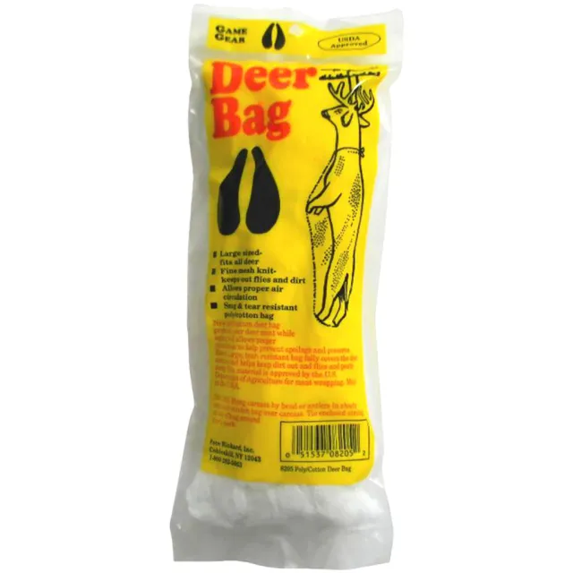 Rickards 8205 Big Game Bag, White, Poly/Cotton Blend, Tear-Resistant, Fine Knit Mesh, Meat Protection - Pete Rickard