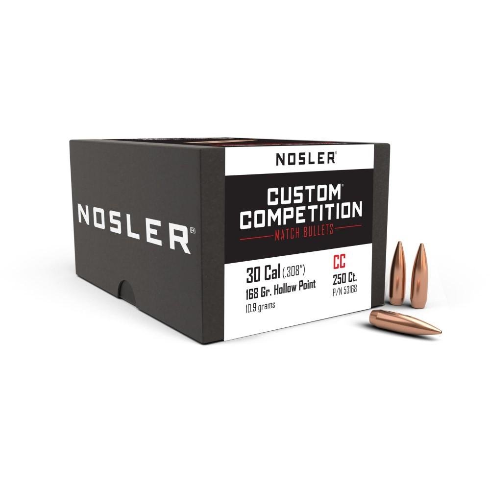 Nosler Custom Competition Bullets .30 Caliber 168 Grain HPBT 250 Count - Nosler - 30 CALIBER