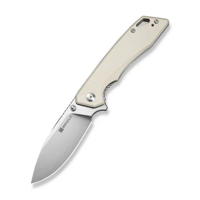 SENCUT Stratex Flipper Knife 3.17In 9Cr18MoV Satin Blade Ivory G10