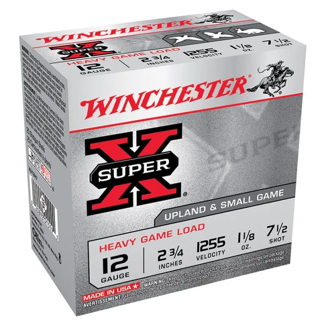 Winchester Super-X 12GA 2.75" 1255F 1-1/8OZ #7.5 250RD - Game Loads for Upland Birds - Winchester - 12