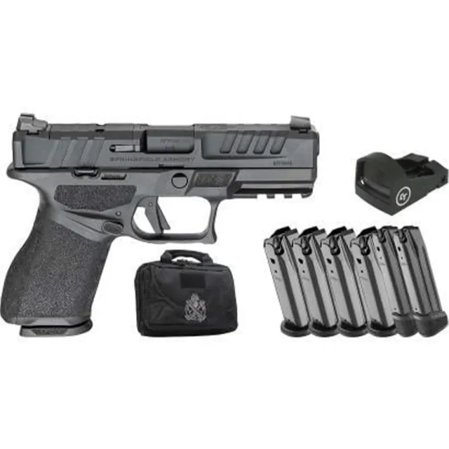 Springfield Gear up 2025 Echelon 4.0C White-Dot Handgun 9mm Luger 15(1)&18(4) Magazines 4 Barrel Black Frame CT 1500 and Range Bag