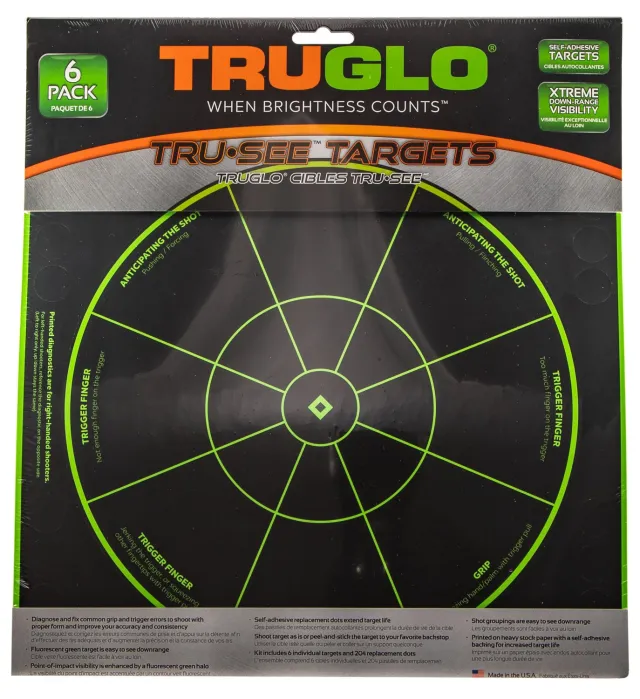 TRU Ball Tru-See Handgun Diagnostic Target 12x12 Green/Black 6-Pack - TRU Ball - 12" X 12"