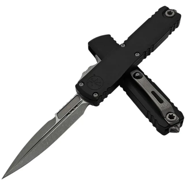 Microtech Ultratech G3 ZBP 3.55 In Bayonet Apocalyptic Black Alu Handle - MICROTECH for sale at Iron and Lace