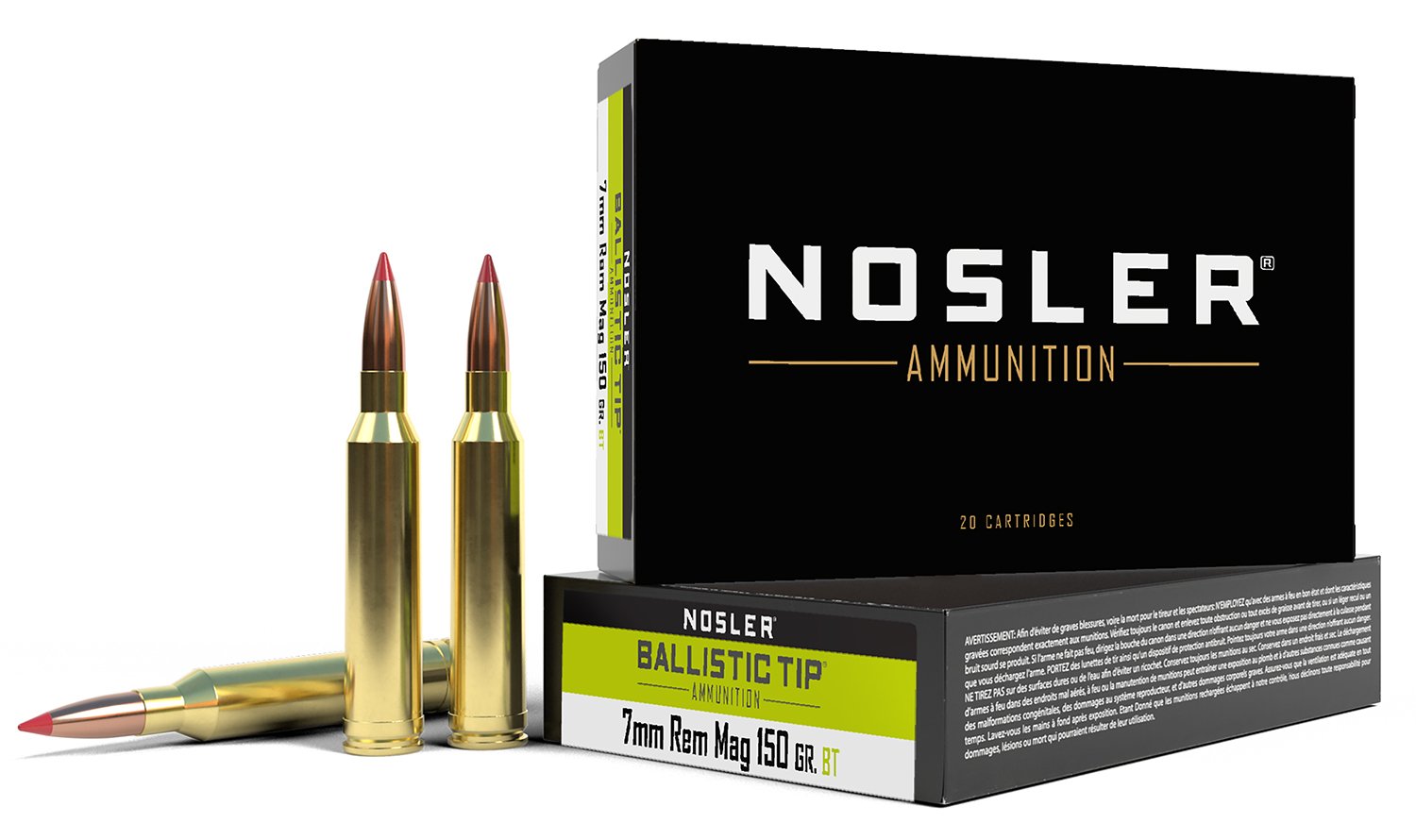 Nosler 40045 Ballistic Tip Hunting 7mm Rem Mag 150 gr Spitzer Bullet 20 Rds - Nosler - 7mm Rem Mag